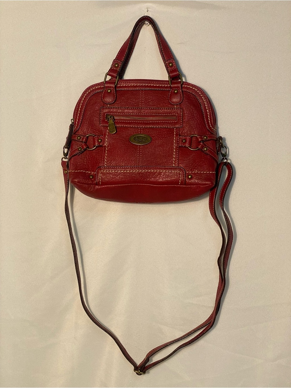 B.O.C. Red Leather Crossbody Satchel